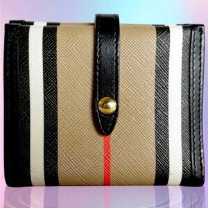 Burberry Black and Tan Striped Wallet-reposhing